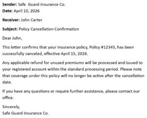 Policy Cancellation Confirmation Letter (USA Format + 5 Templates)
