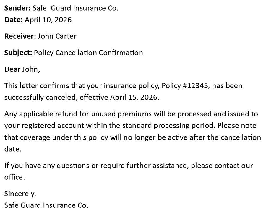 Policy Cancellation Confirmation