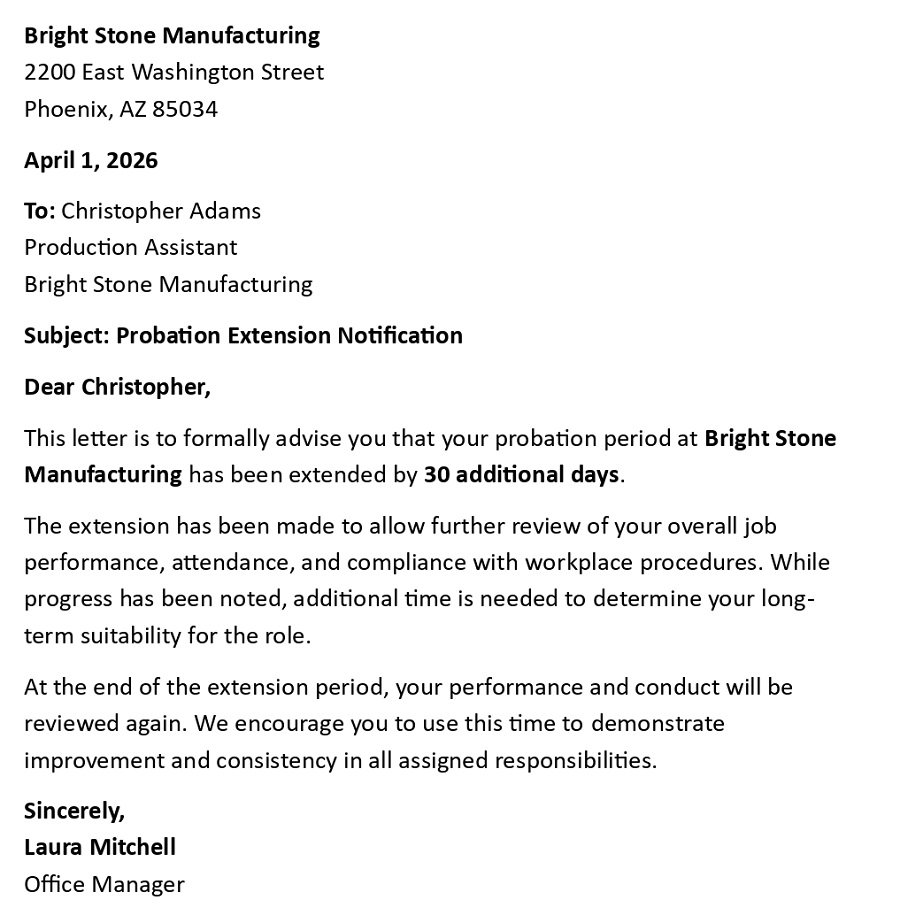 Probation Extension Notification