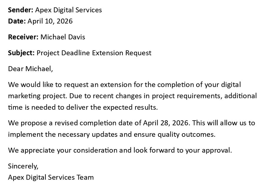 Project Deadline Extension Request