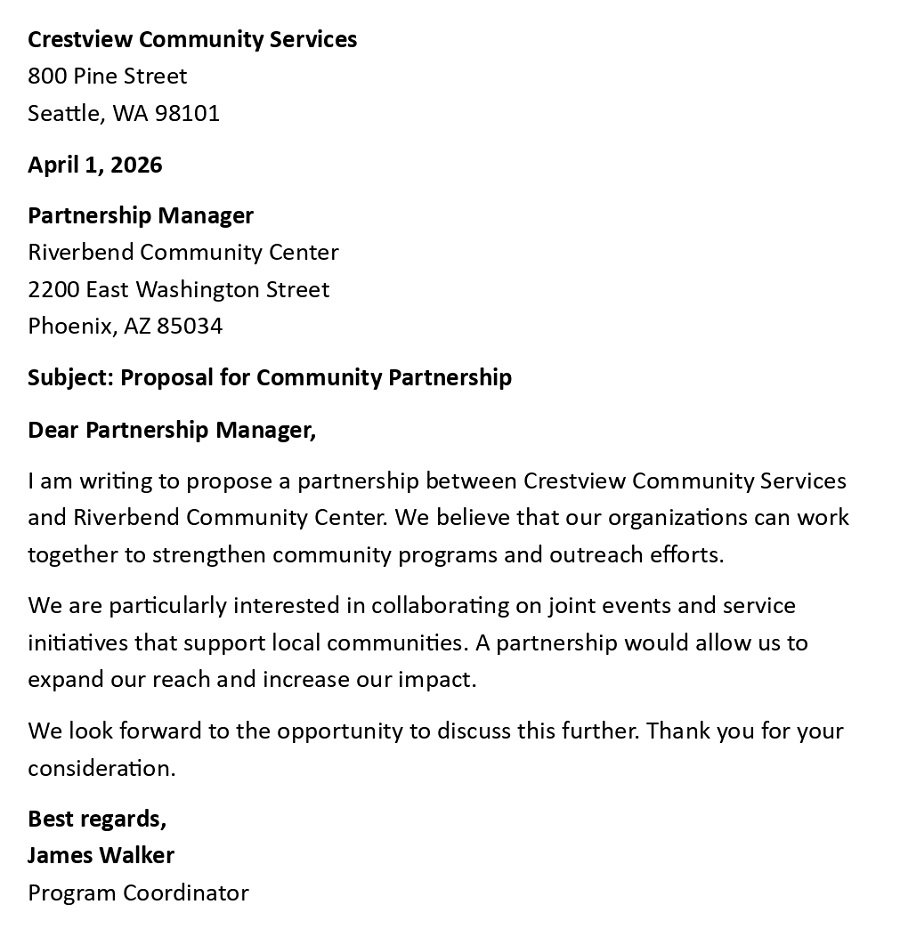 Proposal for Community Partnership