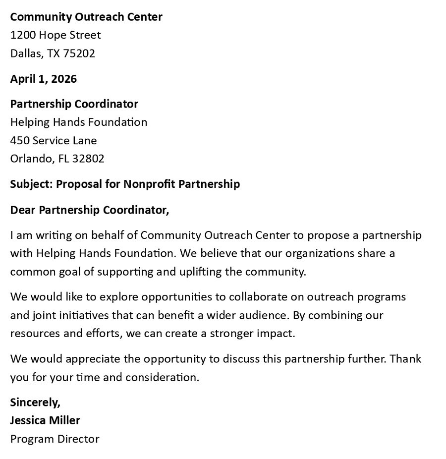 Proposal for Nonprofit Partnership