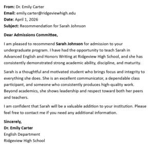 Student Recommendation Email (USA Format + 5 Examples)