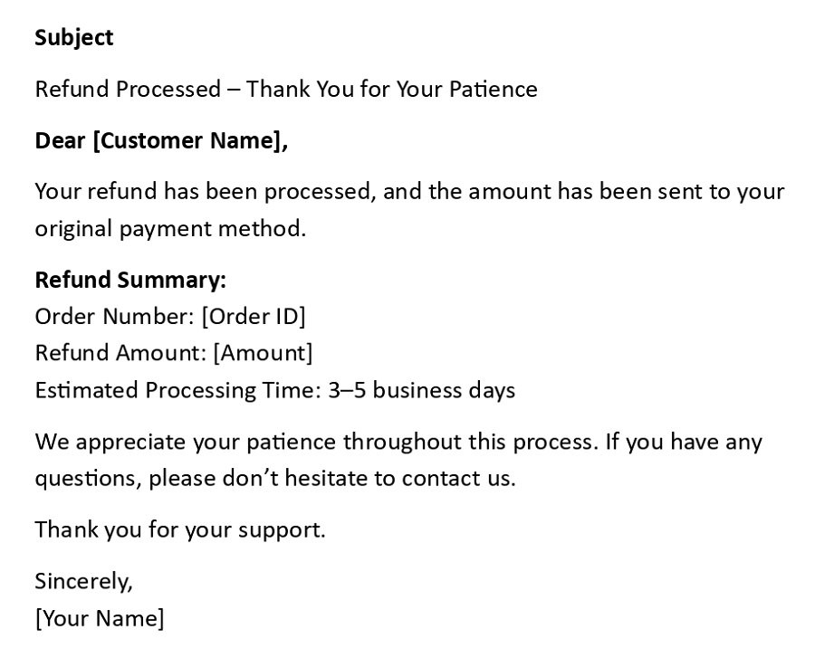 Refund Processed – Thank You for Your Patience