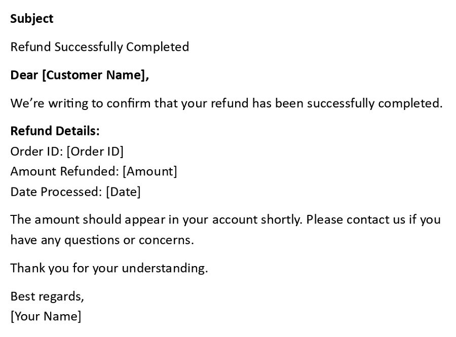 Refund Successfully Completed
