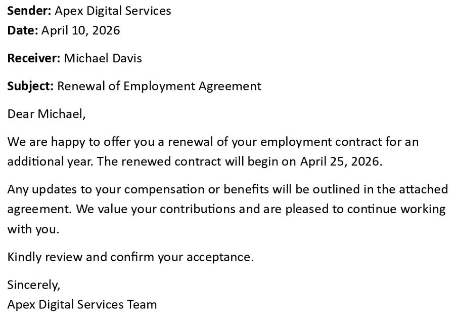 Renewal of Employment Agreement