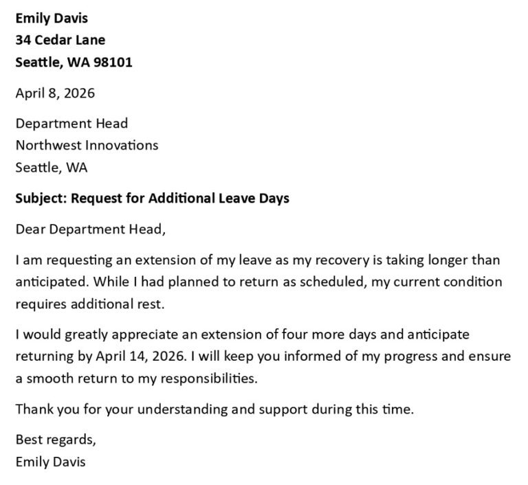 Leave Extension Request Letter (USA Format + 5 Examples)