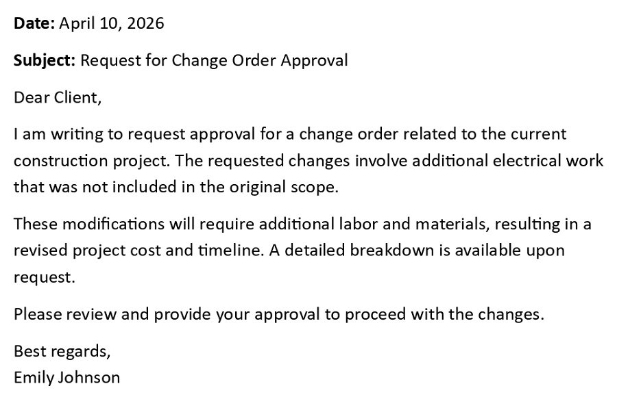 Request for Change Order Approval