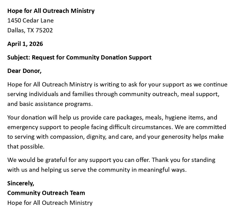 Request for Community Donation Support