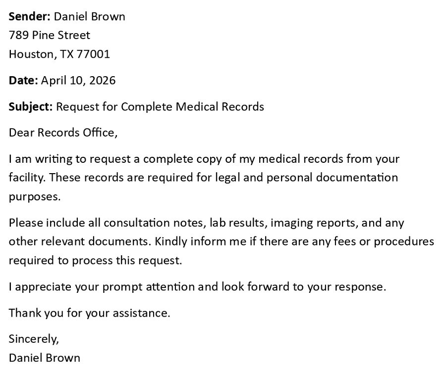 Request for Complete Medical Records