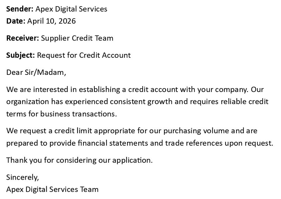 Request for Credit Account