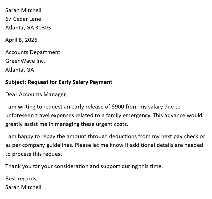 Request for Early Salary Payment