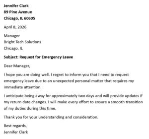 Emergency Leave Letter (USA Professional + 5 Samples)