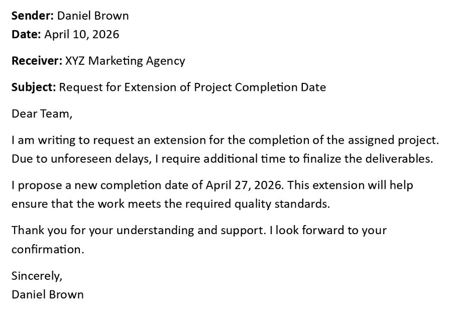 Request for Extension of Project Completion Date