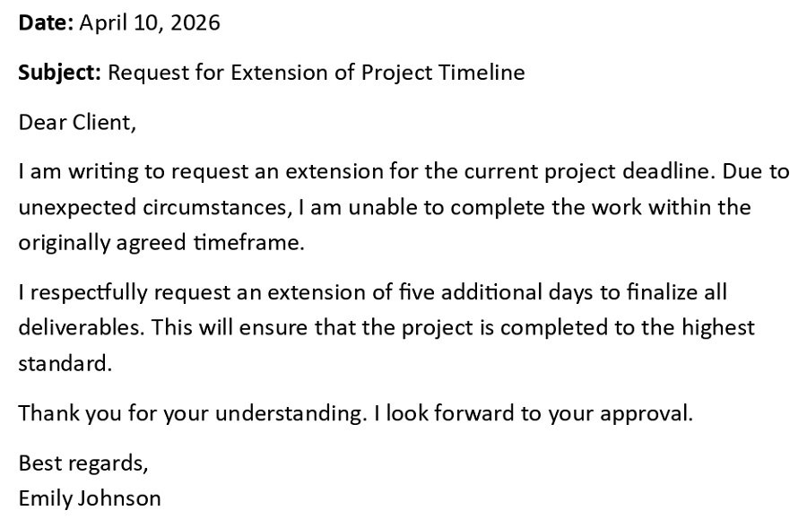 Request for Extension of Project Timeline