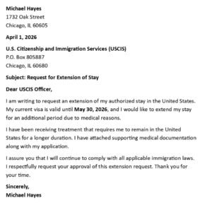 Visa Extension Request Letter (USA Format + 5 Examples)