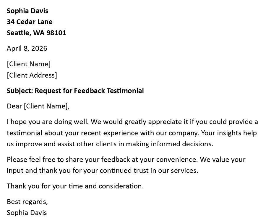 Request for FeedbackTestimonial