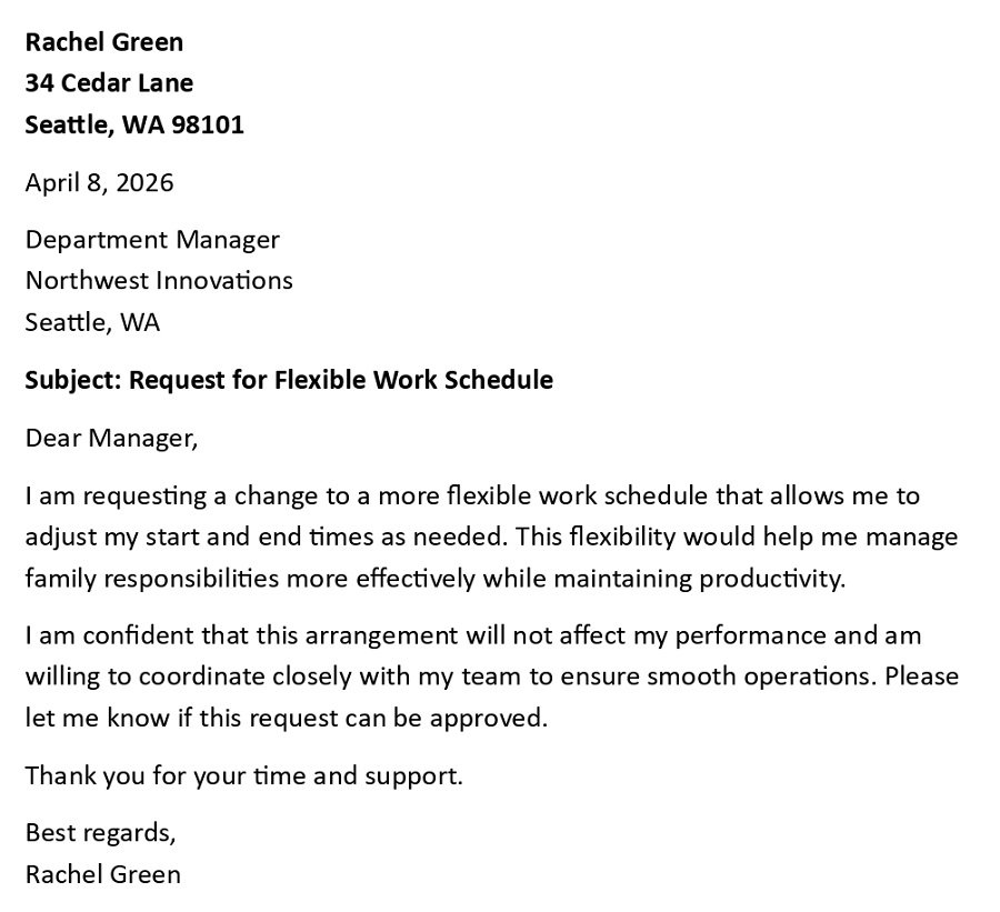 Request for Flexible Work Schedule