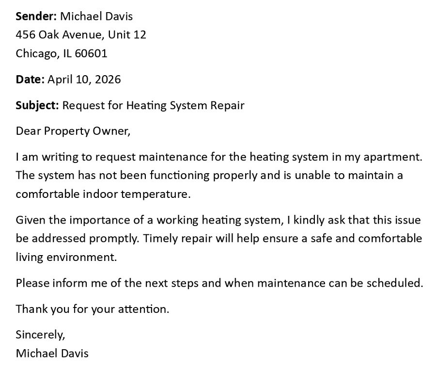 Request for Heating System Repair