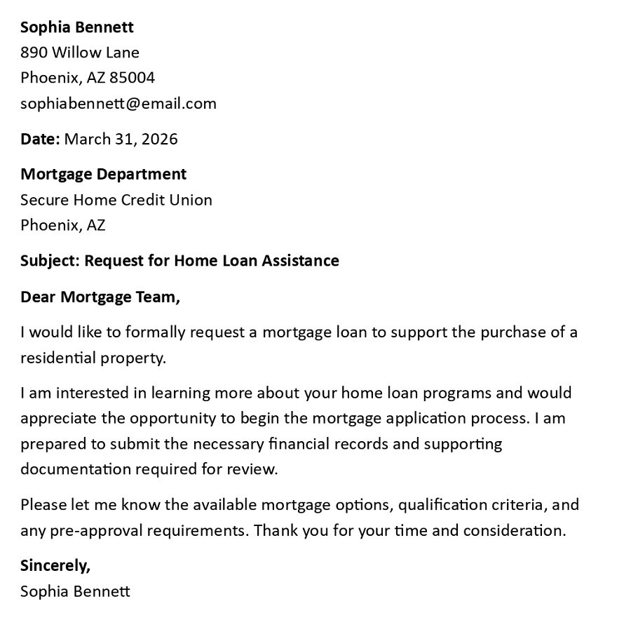 Request for Home Loan Assistance