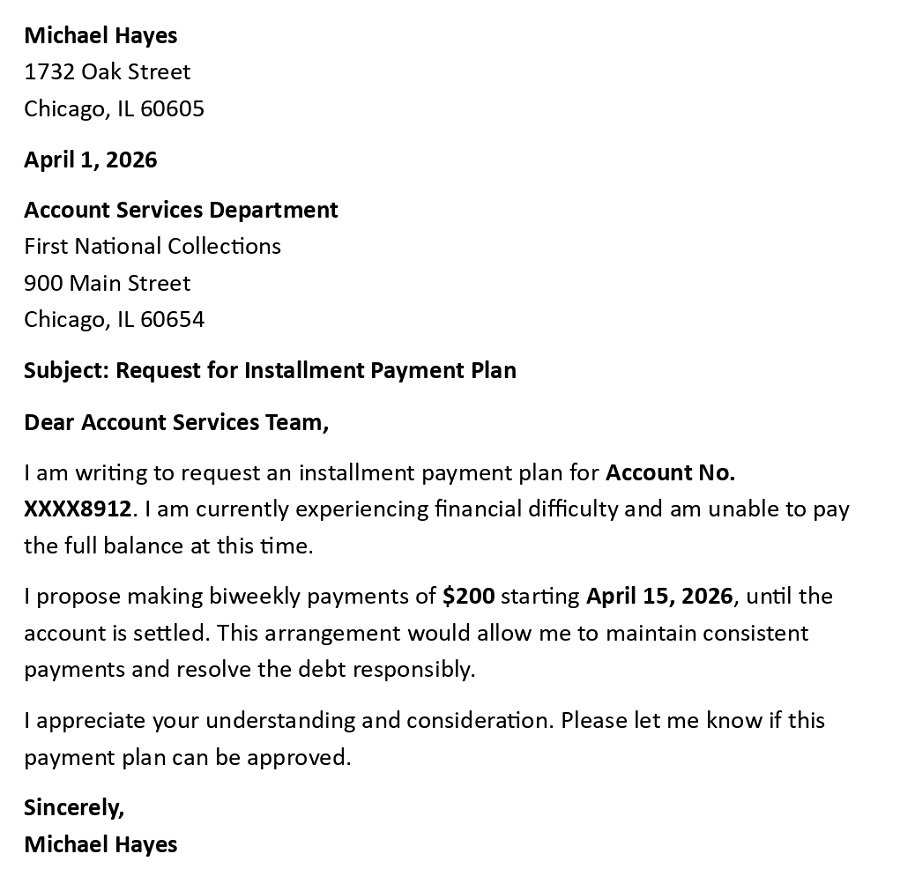 Request for Installment Payment Plan