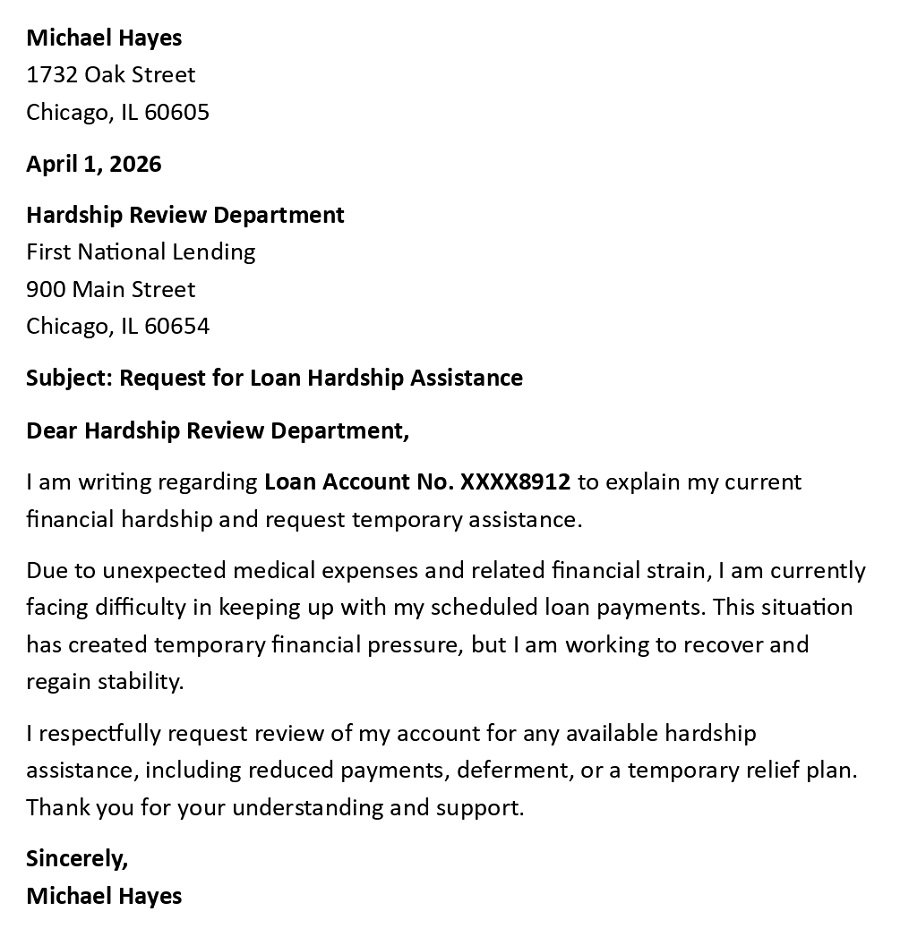Request for Loan Hardship Assistance