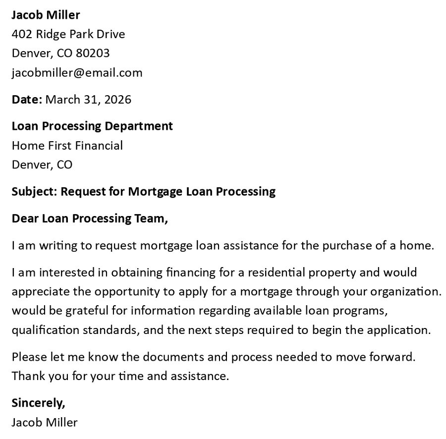 Request for Mortgage Loan Approval