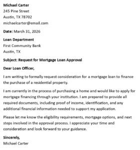 Mortgage Loan Request Letter (USA Format + 5 Examples)