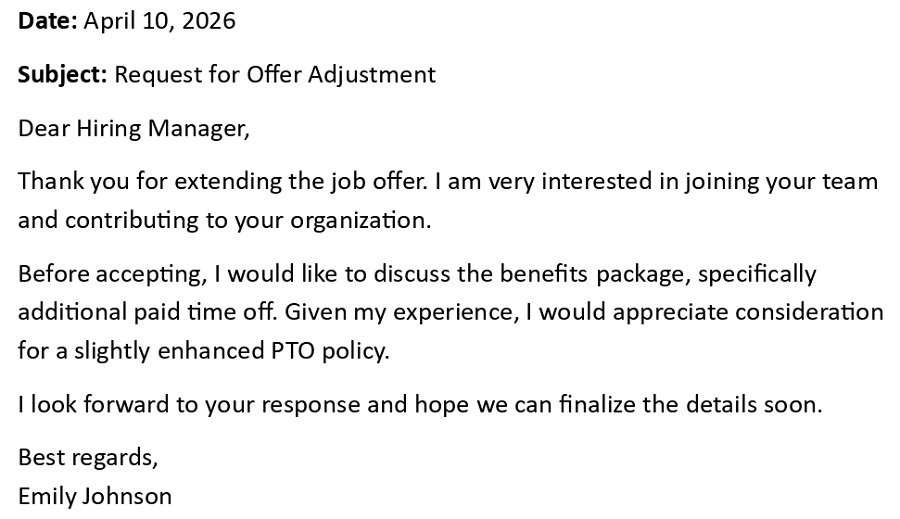 Request for Offer Adjustment