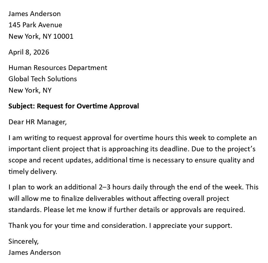 Request for Overtime Approval