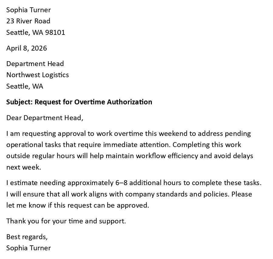 Request for Overtime Authorization