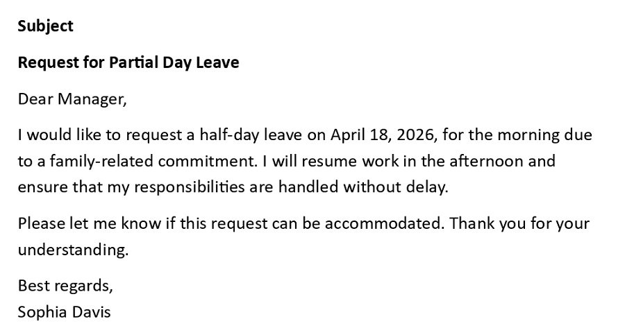 Request for Partial Day Leave