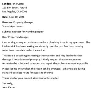 Maintenance Request Letter to Landlord (USA Format + 5 Examples)