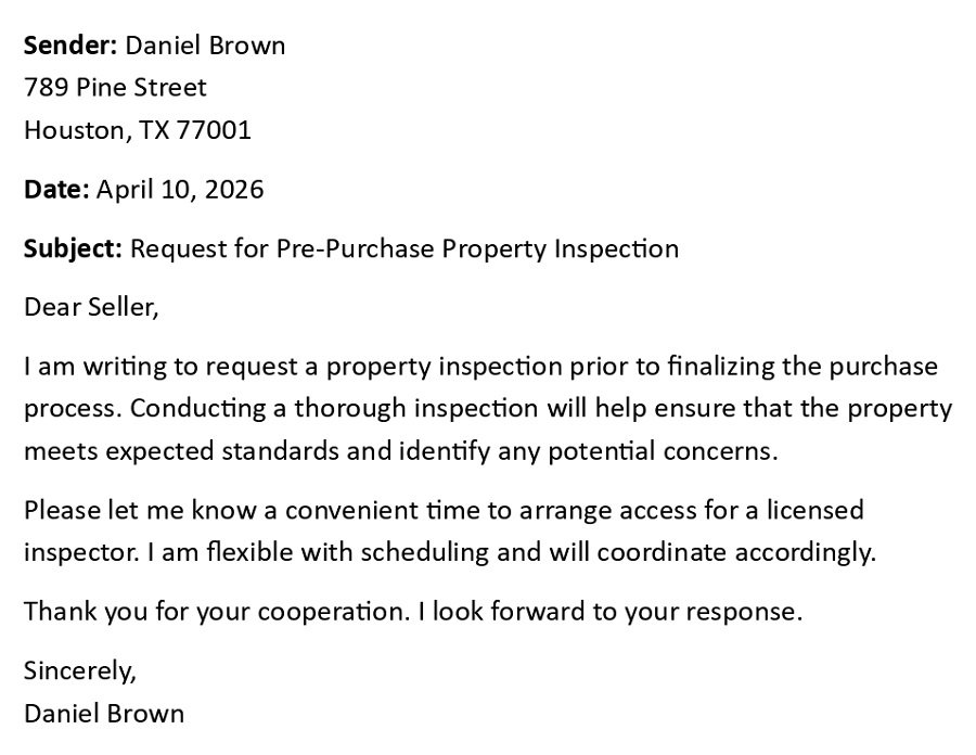 Request for Pre-Purchase Property Inspection