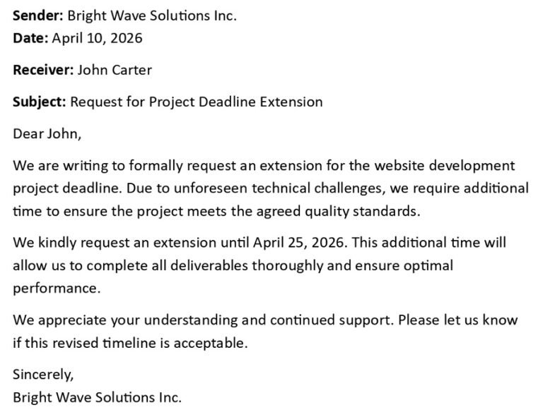 Project Extension Request Letter (USA Format + 5 Templates)
