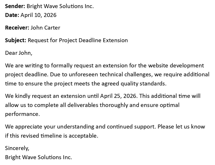 Request for Project Deadline Extension