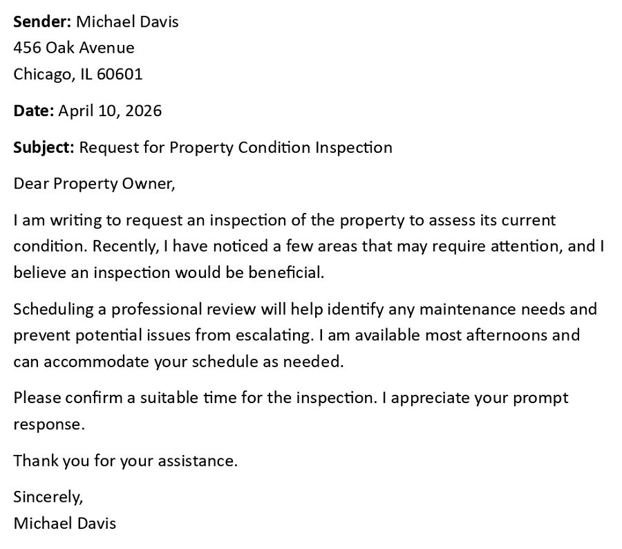 Request for Property Condition Inspection