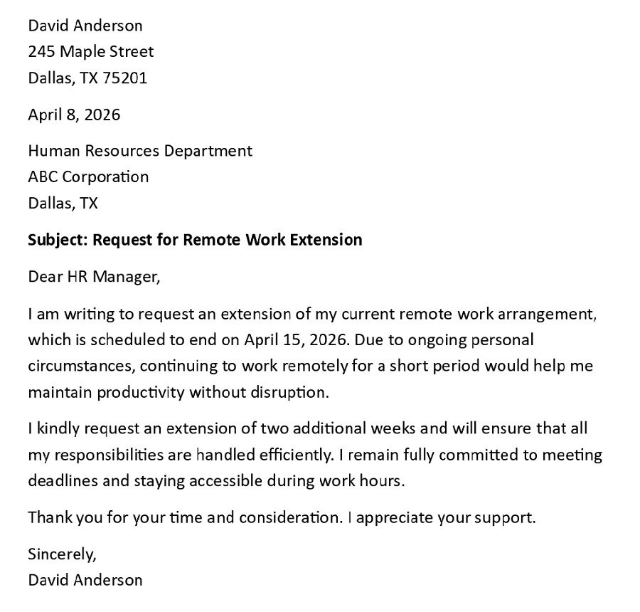 Request for Remote Work Extension