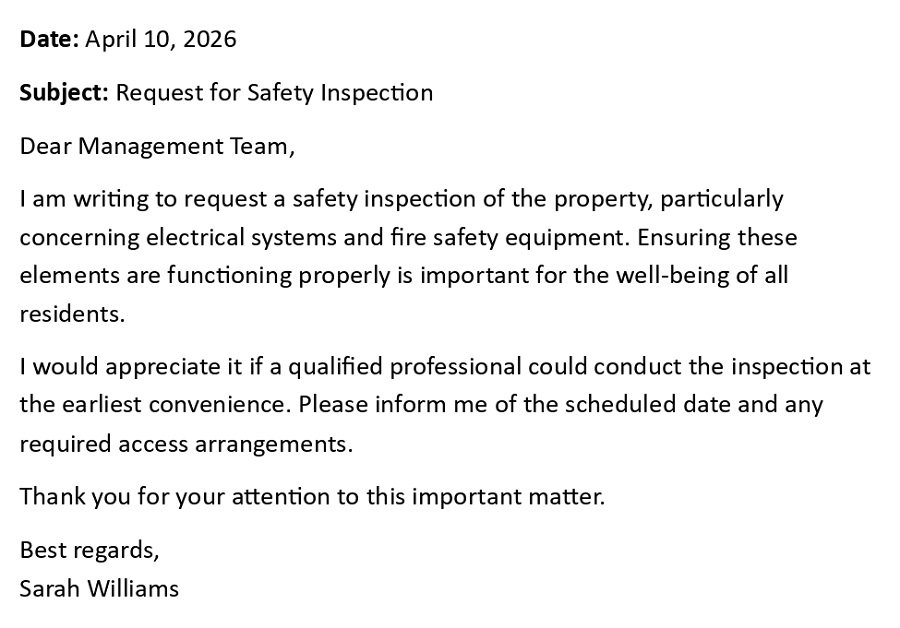 Request for Safety Inspection