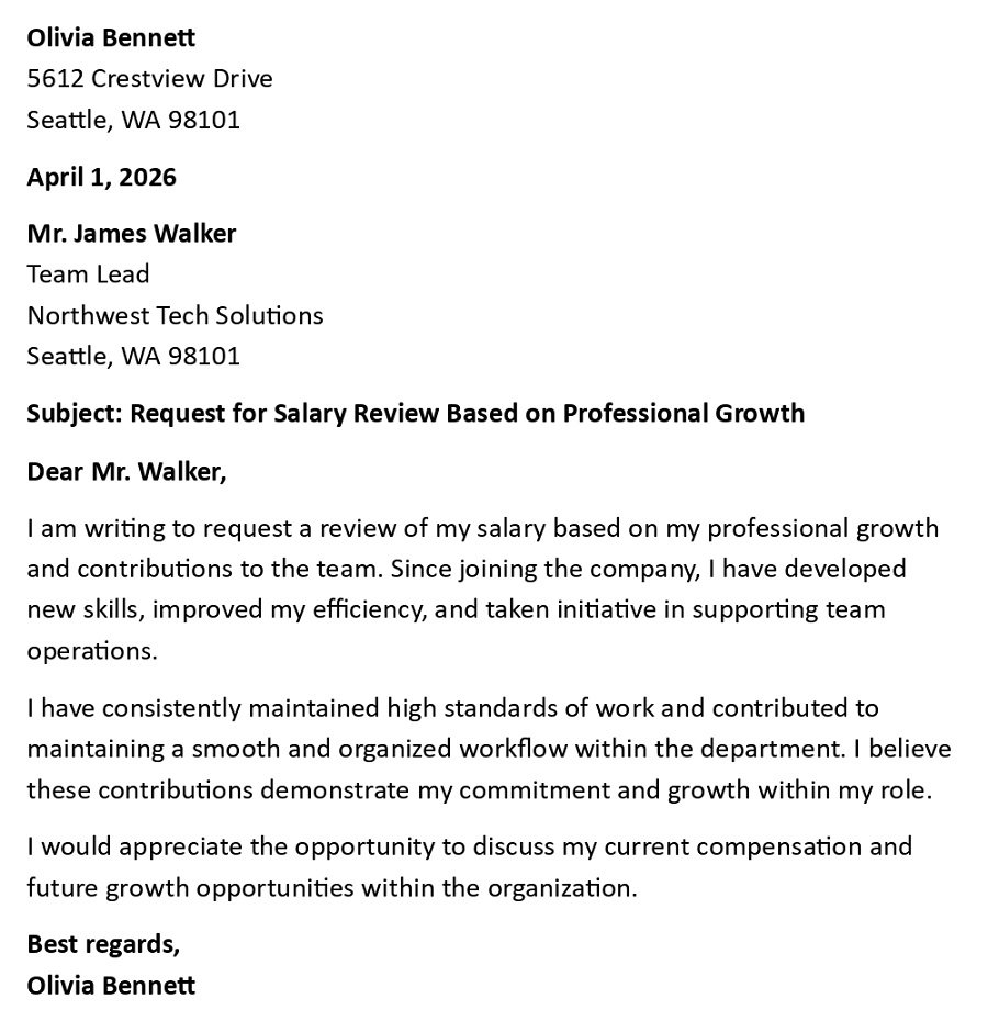 Request for Salary Review Based on Professional Growth