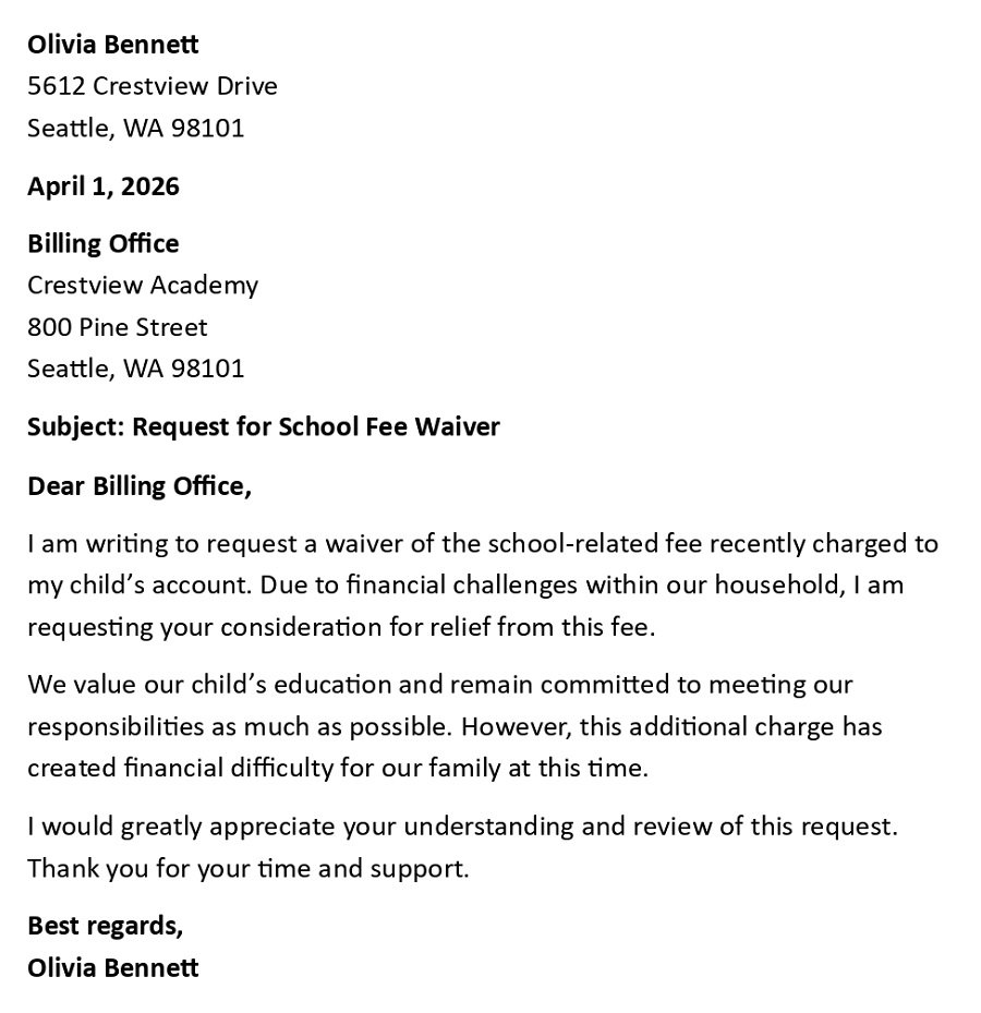 Request for School Fee Waiver