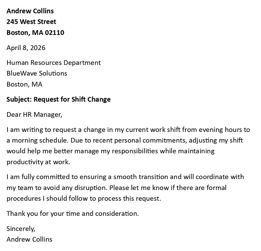 Request for Shift Change