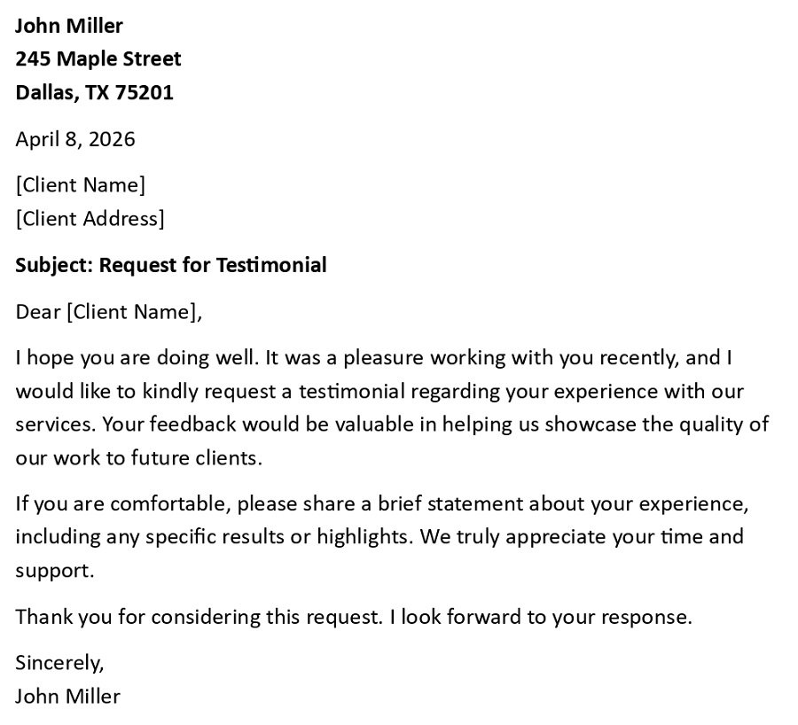 Request for Testimonial