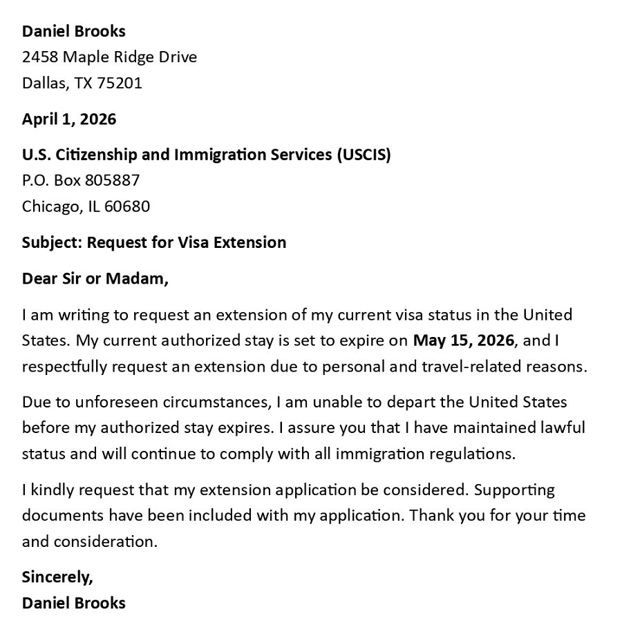 Request for Visa Extension