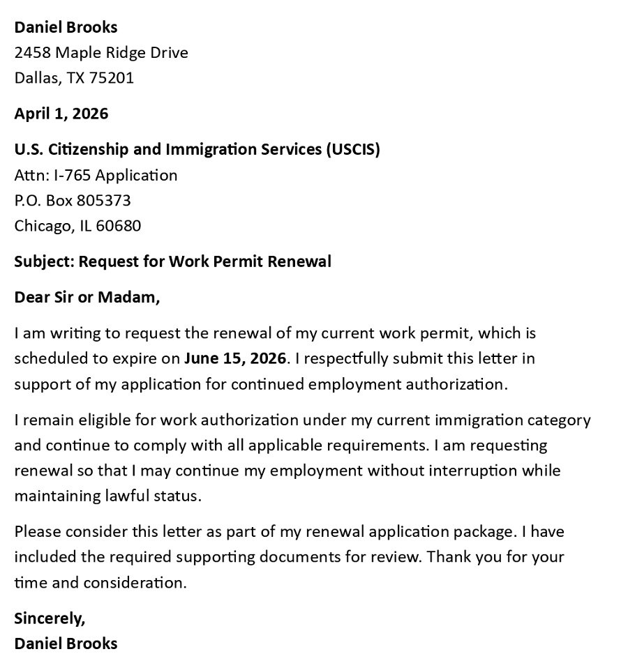 Request for Work Permit Renewal