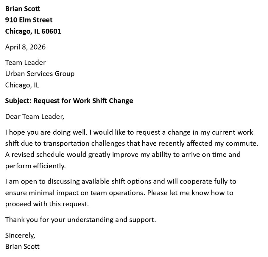 Request for Work Shift Change