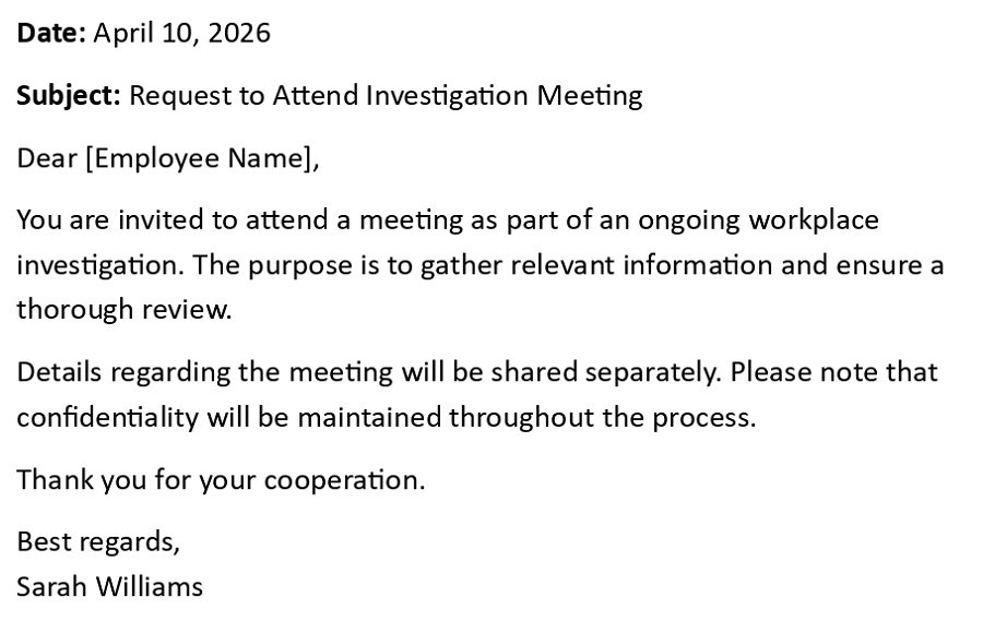 Request to Attend Investigation Meeting