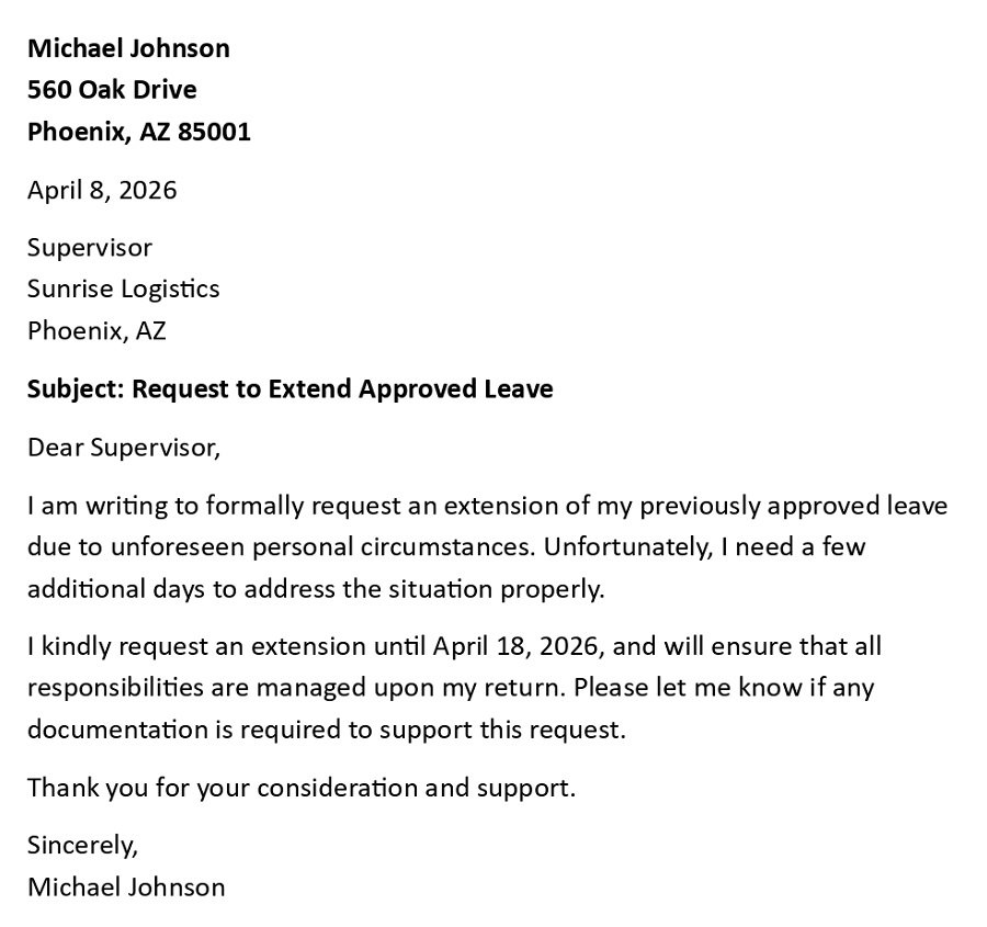 Request to Extend Approved Leave