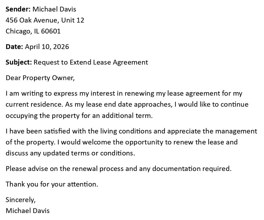 Request to Extend Lease Agreement