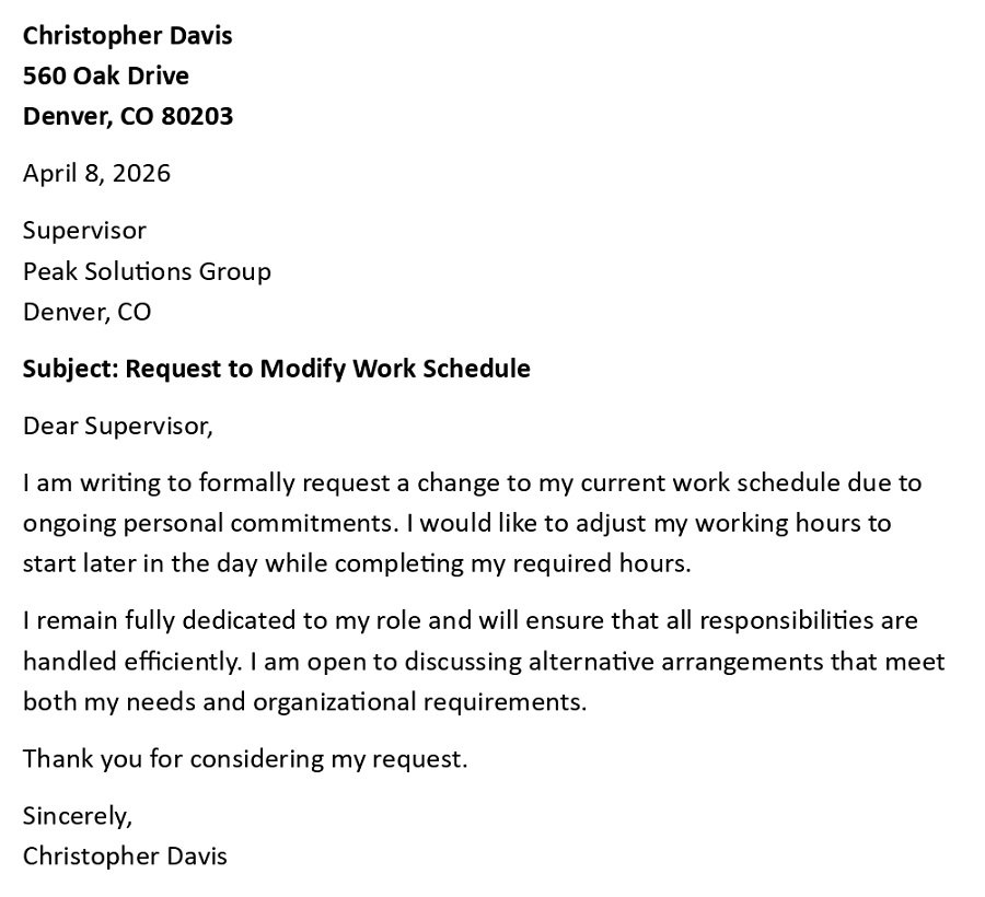 Request to Modify Work Schedule